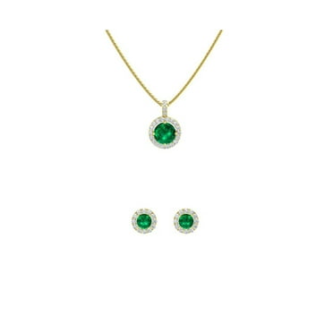 Details about   Unique Round Green Emerald Necklace Women Anniversary Jewelry 14K Gold Plated 